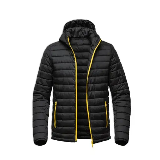 Quilted Hooded Puffer Jacket with Contrast Zippers