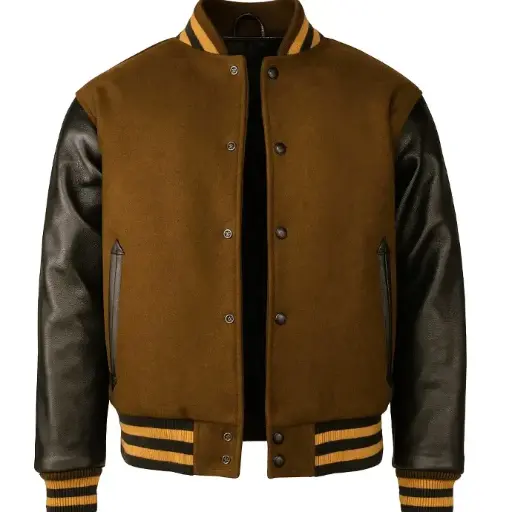 All Wool Varsity Jacket With Leather Sleeves