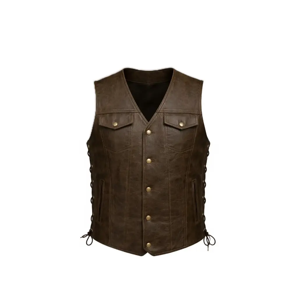 Utility Pocket Leather Vest