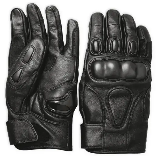 Armored Full-Finger Leather Riding Gloves