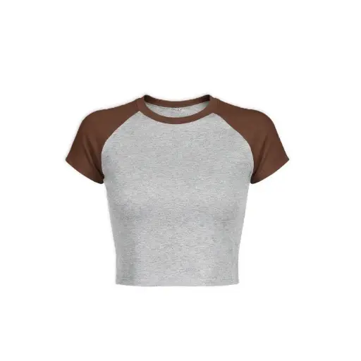 Cropped Two-Tone Raglan T-Shirt